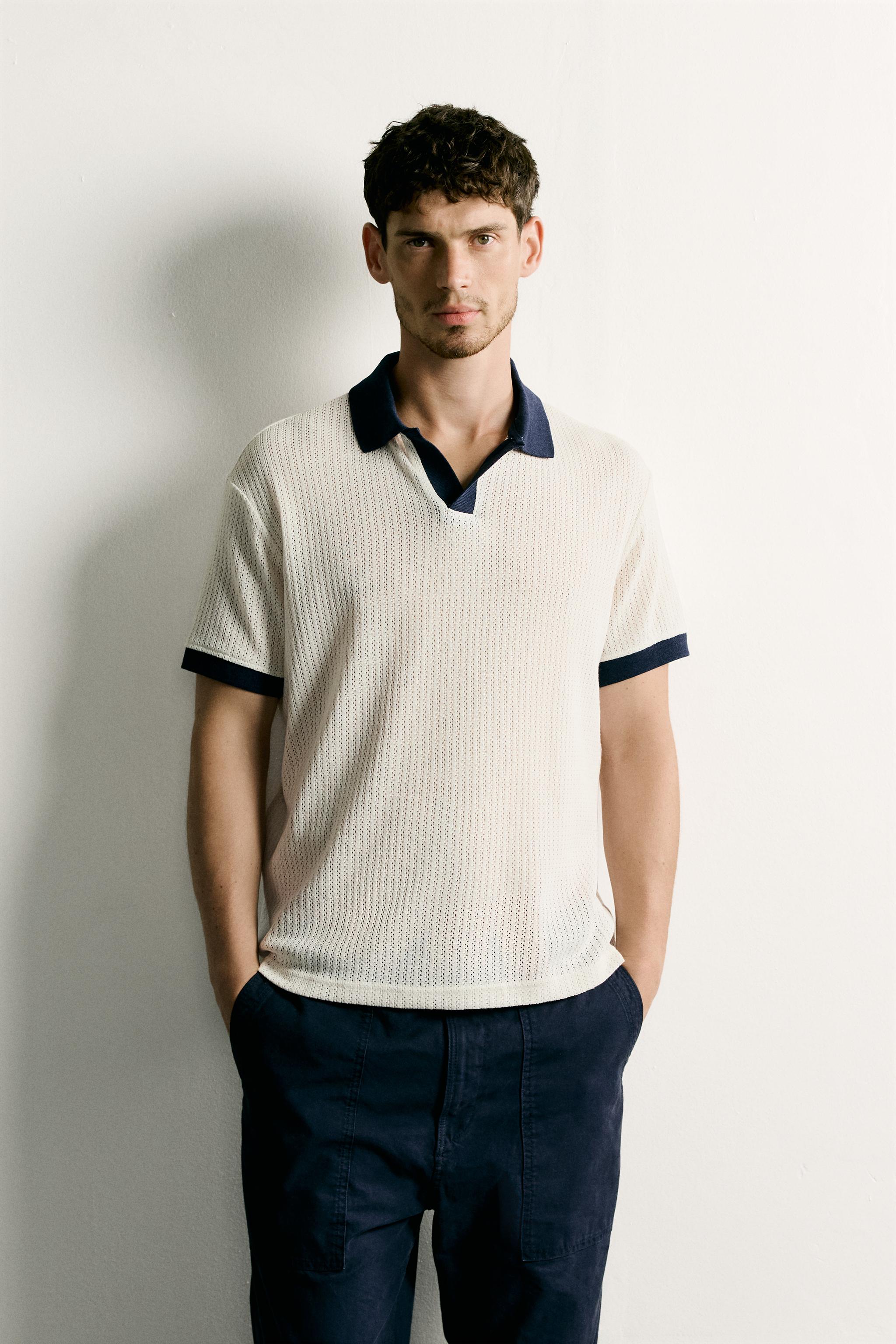 POLO REGULAR FIT À STRUCTURE AJOURÉE